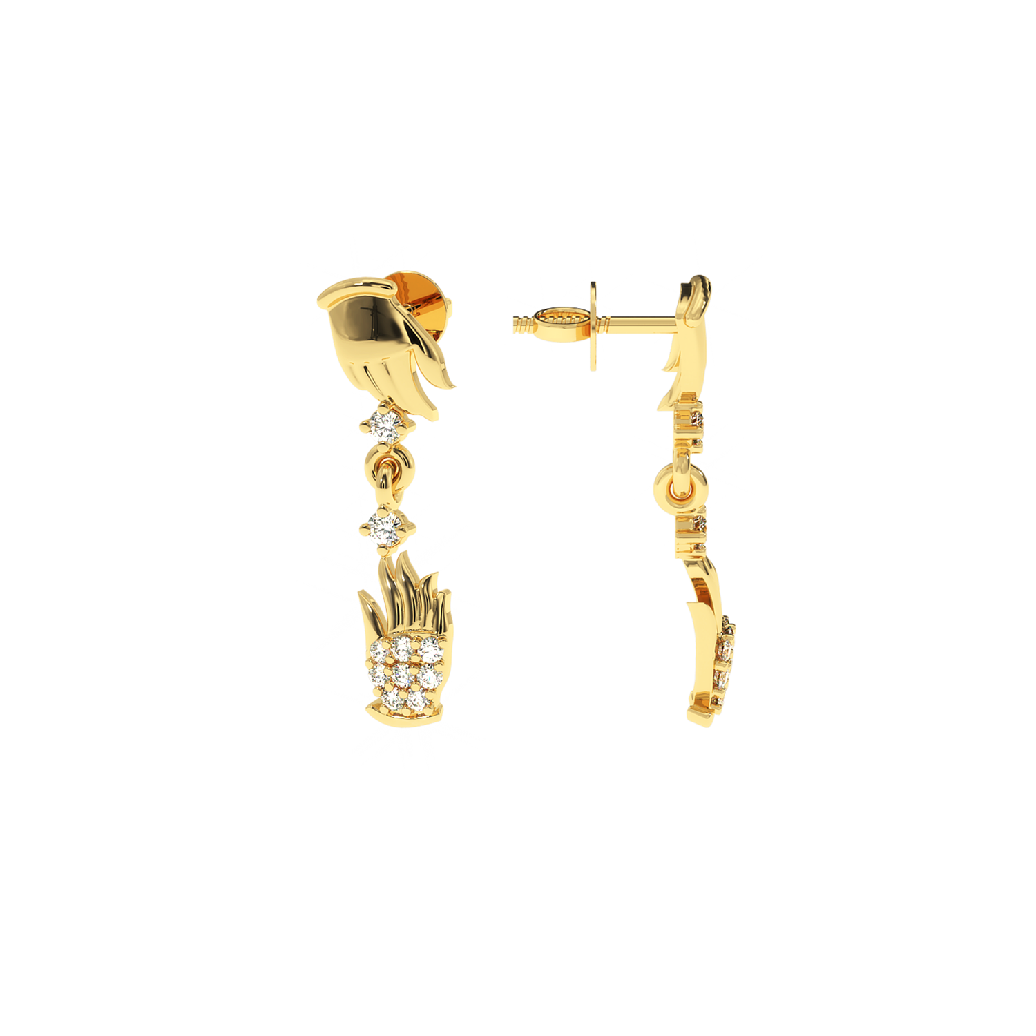 Solitairekart 0.12 Carat Blessing Hands Lab Diamond Earrings |Distinctive & Meaningful Jewelry